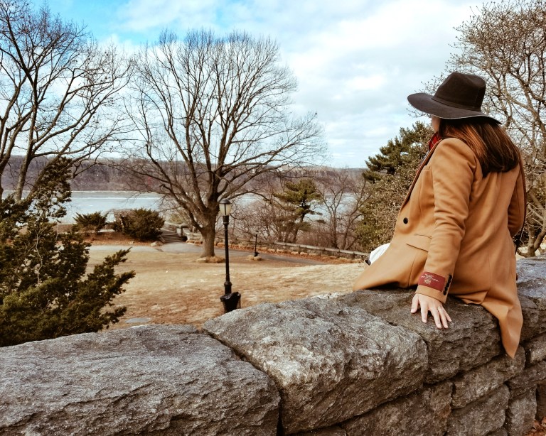 The elevation of Fort Tryon offers a good vantage point of the Hudson River and Fort Lee across the way // A Savage Heart